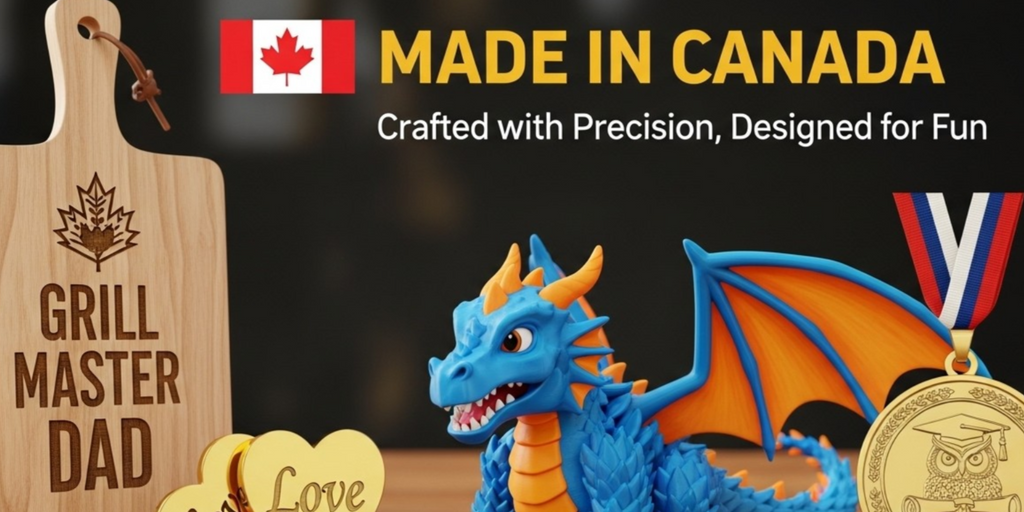 A promotional image featuring a Canadian-themed product display.